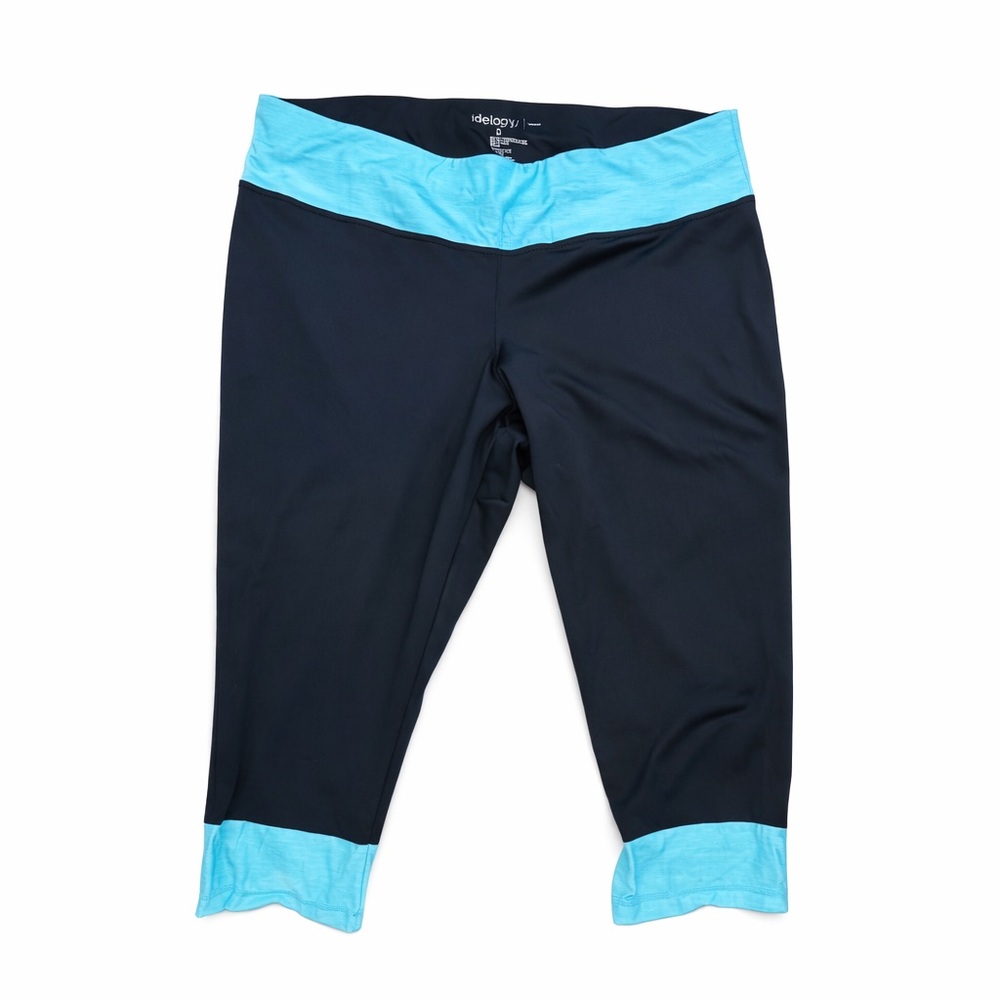Ideology Black Aqua Colorblock Swim Capris Leggings Size 2X